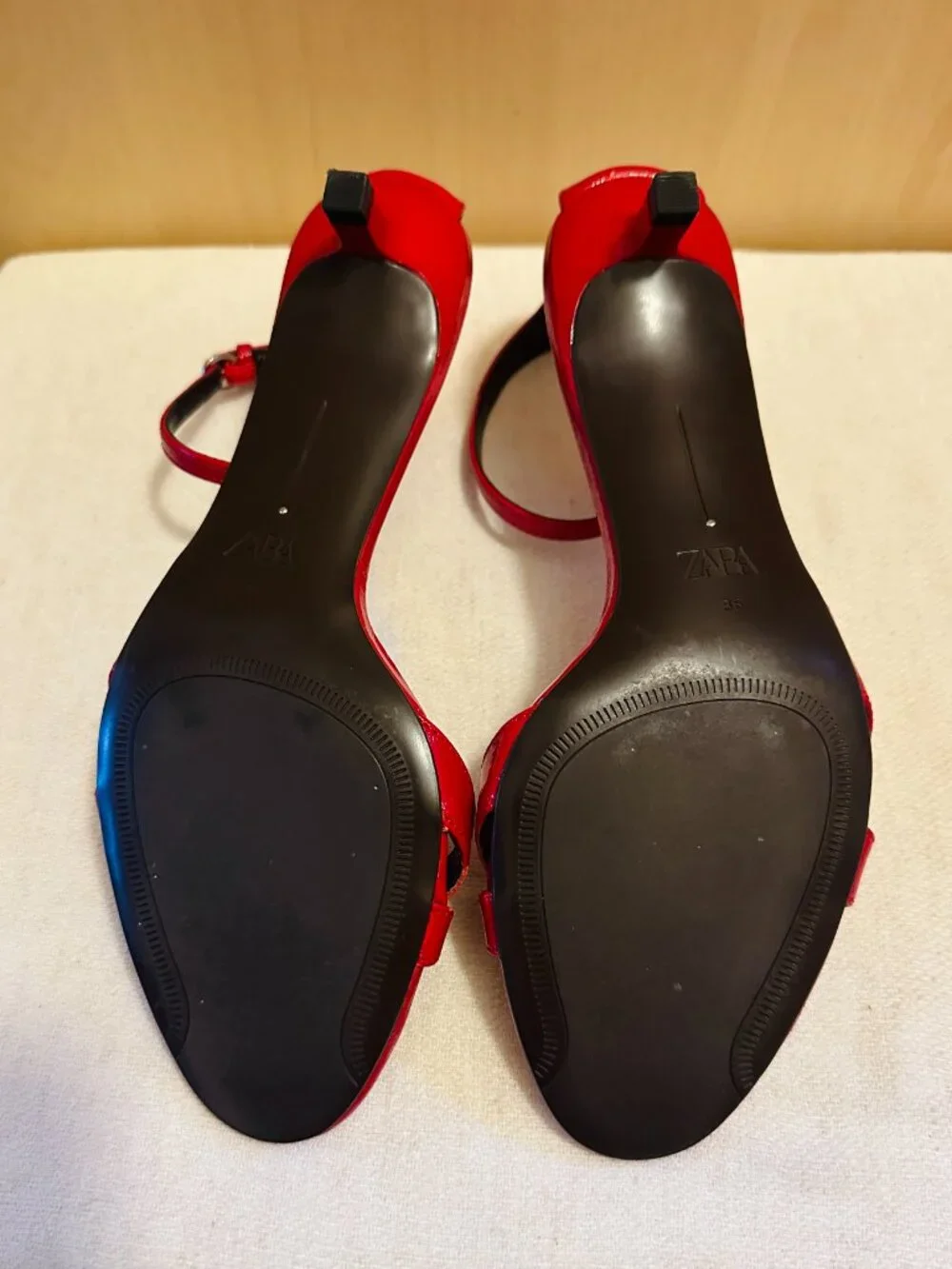 ZARA LEATHER ANKLE STRAP SANDALS - RED size 36 / 6 - Picture 8 of 12